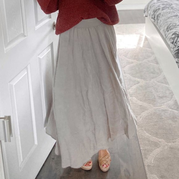 100% Linen Maxi Skirt in Gray Color, size M - Picture 1 of 5